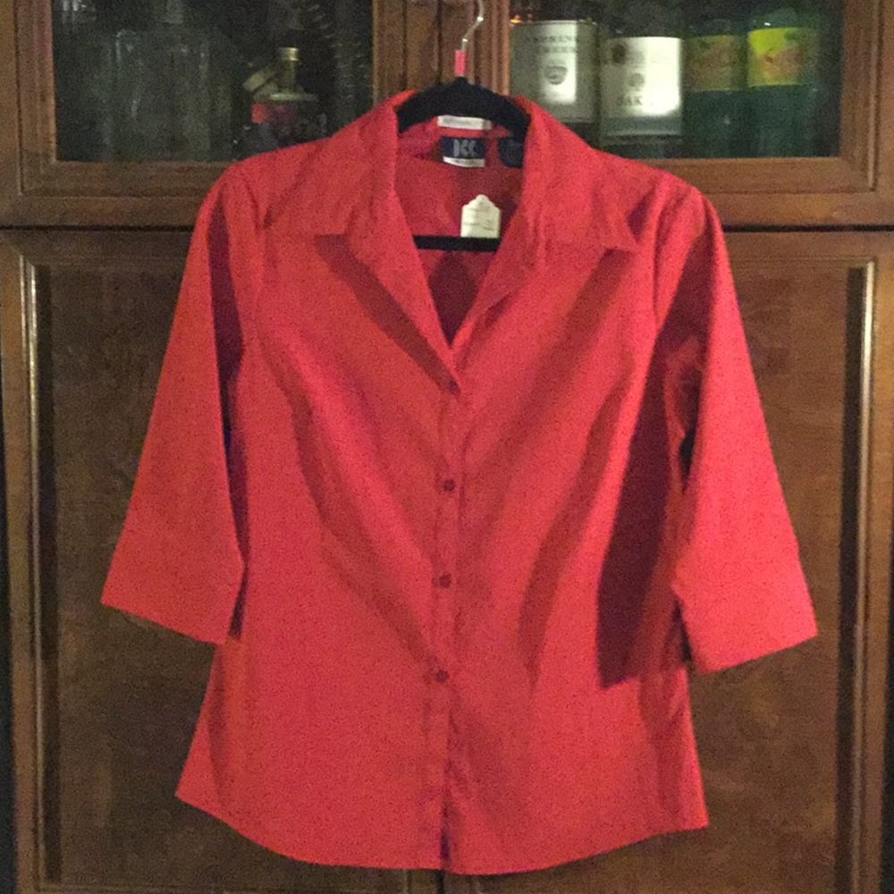 DCC MISSY STRETCH 3/4 SLEEVE BLOUSE W/BUTTON FRONT